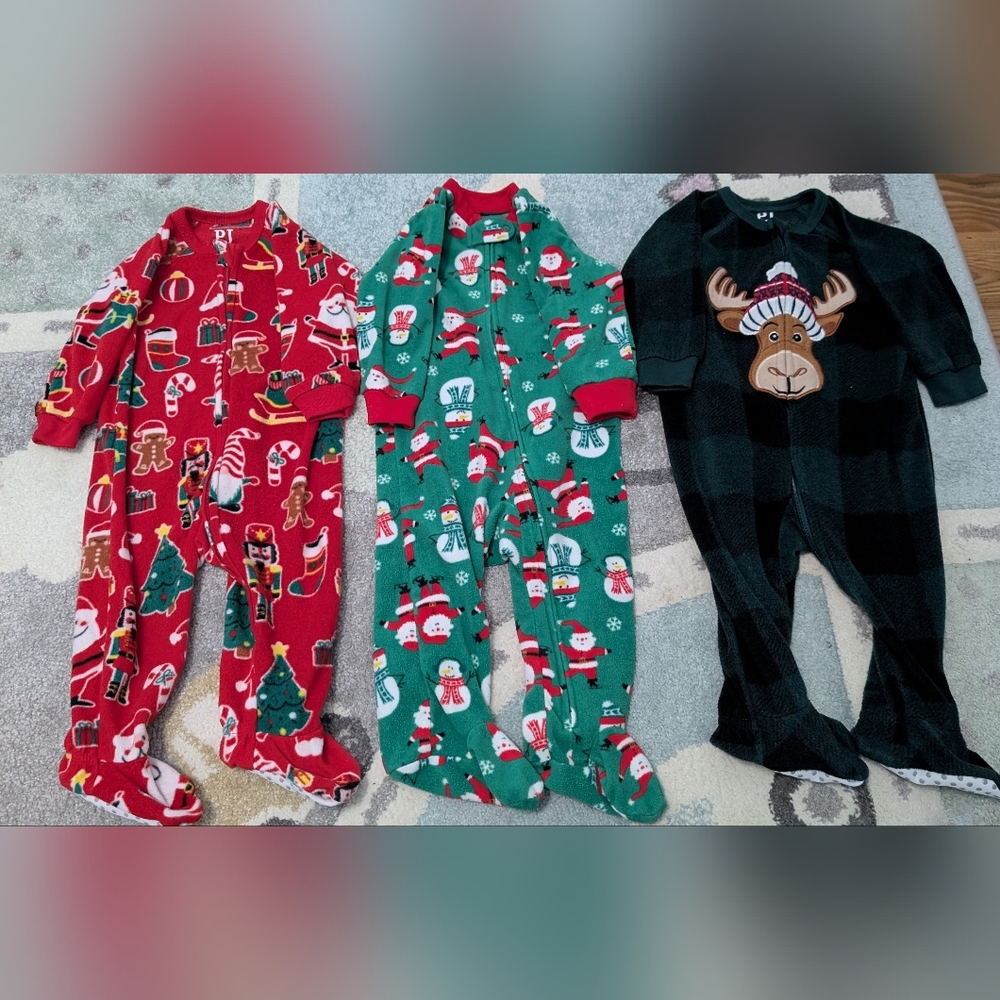 Carter & PJ Place Holiday Fleece Footie Pajamas